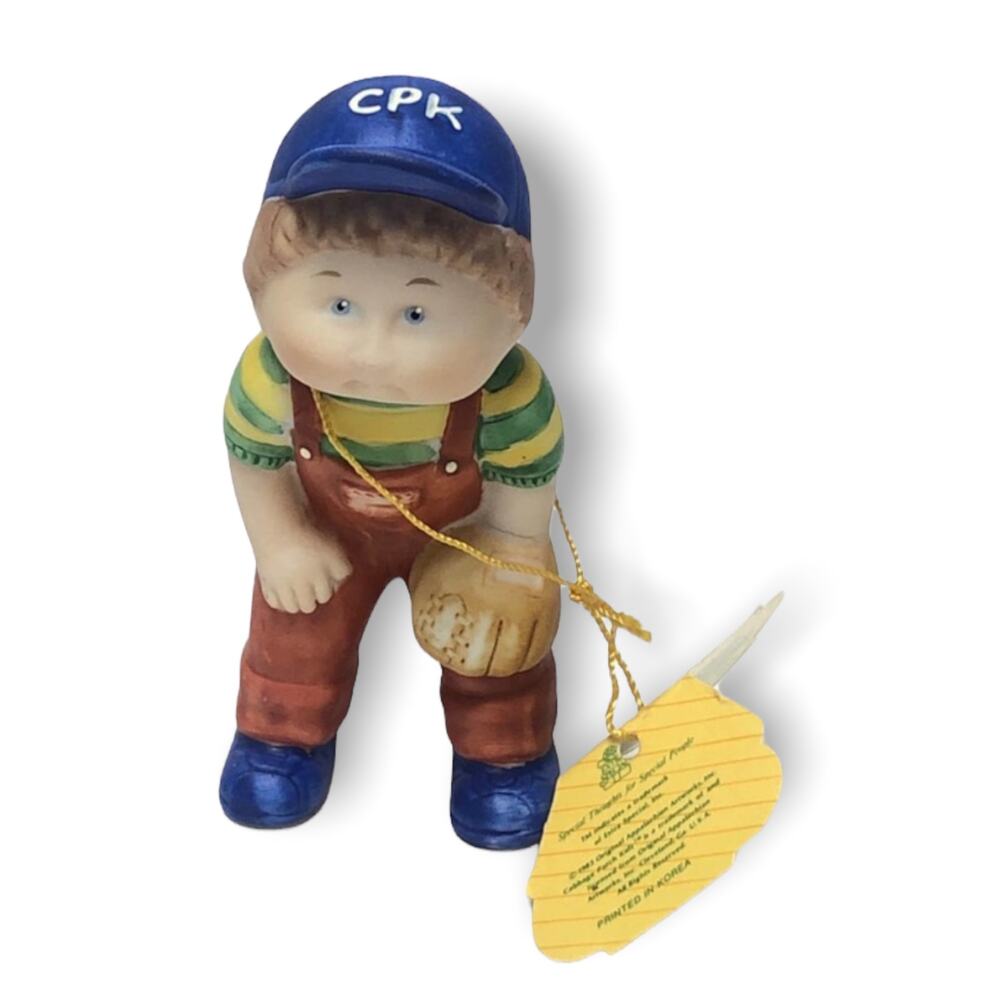 Vintage 1984 Cabbage Patch Porcelain Figurine "Baseball Boy" Collectible Figure